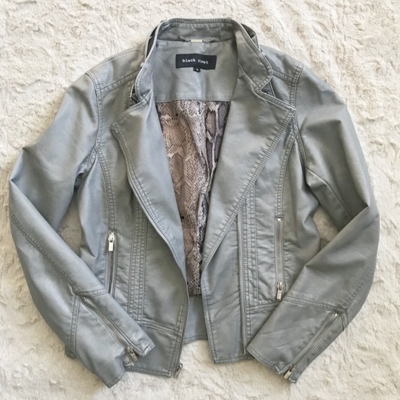 Black Rivet Vegan Leather Scuba Jacket - Picture 2 of 6